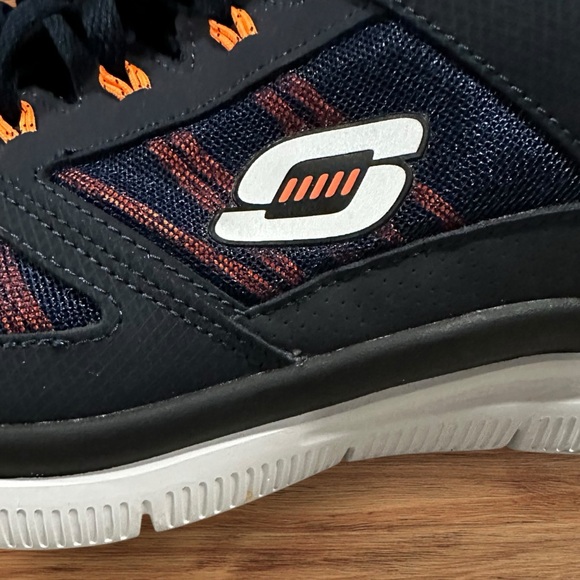Men’s Skechers Navy & Orange Mesh S Logo Lightweight Running Sneakers, Size 12. - Picture 11 of 13